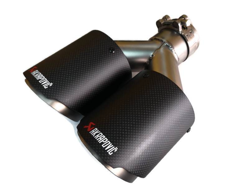 ตกแต่งปลายท่อรถยนต์ Akrapovic (อคาร์โปรวิค) ท่อคู่ 1ออก2 ขนาด2.5 นิ้ว ออกท้ายขนาด 40 cm เท่ สวย  ตัวท่อเป็นสแตนเลสหุ้มคาร์บอน