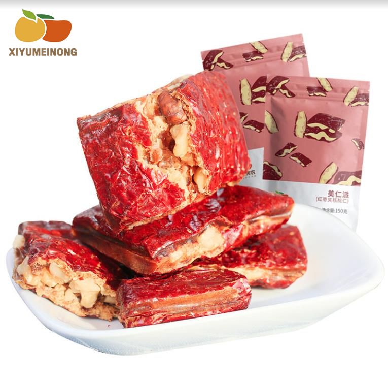 XiYuMeiNong ขนมพุทราจีนสอดไส้วอลนัท 150กรัม เต็มเม็ด พุทราจีนสอดไส้วอลนัทอบแห้ง ขนมของทานเล่นพิเศษจากซินเจียง พุทราจีนกับวอลนัทผสมผสานกันอย่างลงตัว คุณค่าทางโภชนาการและความอร่อยรวมกันเป็นขนมเดียว ราคา 108 บาท*ส่งฟรี