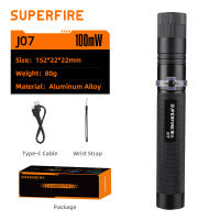 SUPERFIRE laser pointer J02 USB ตัวชี้เลเซอร์ ชาร์จไฟฉาย 77g อลูมิเนียมแบบพกพาไฟฉายสีเขียว