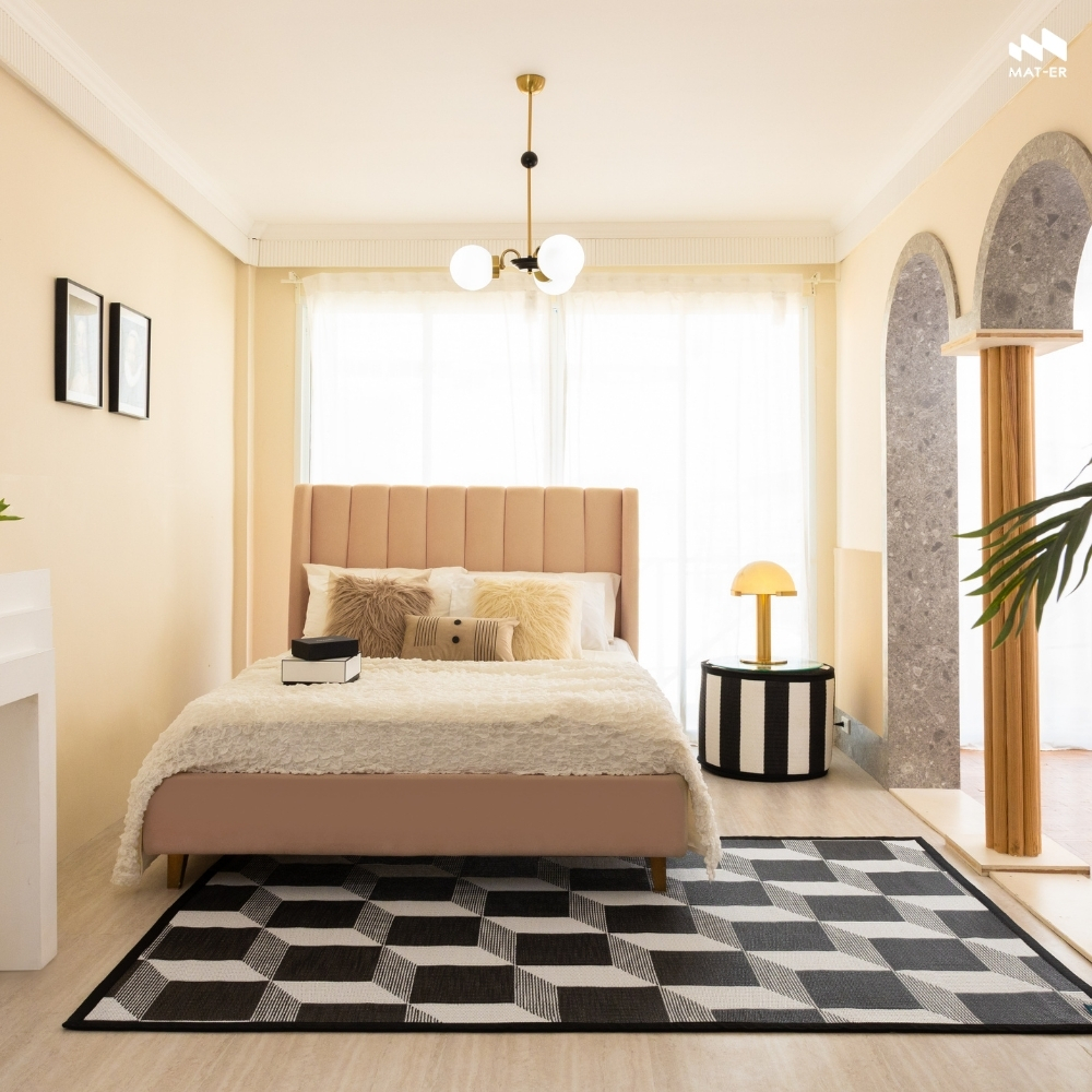 Mat-Er, a Carpet Alternative, 3D Tiles Pattern (Black and White), Cutting-Edge Design, Contemporary Thai Identity, Waterproof, Dust-Proof. ราคา 1,350 บาท*ส่งฟรี
