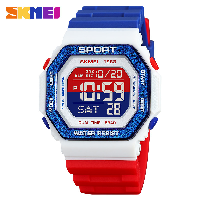Skmei1988ผู้ชายกีฬานาฬิกาบล็อก50M กันน้ำนาฬิกาอิเล็กทรอนิกส์