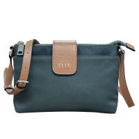 ELLE MILITARY CROSSBODY BAG กระเป๋าสะพาย ผ้าไนลอน Trim หนังแท้ 100% มี 3 สี WEXH602S26