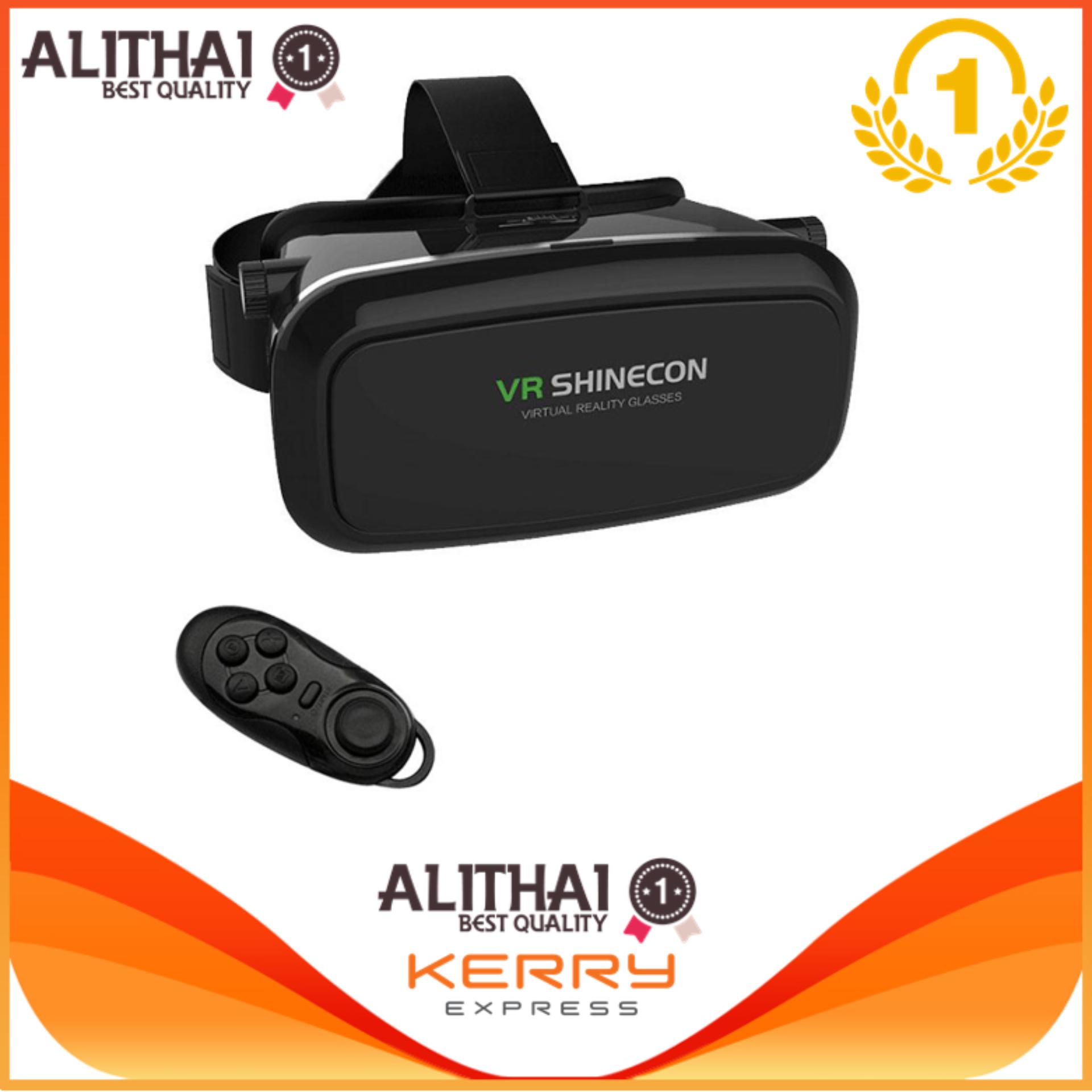 VR SHINECON Virtual Reality Headset 3D Glasses - BLACK Free 4 in 1 Bluetooth Wireless Selfie, Joystick, Mouse ,Remote