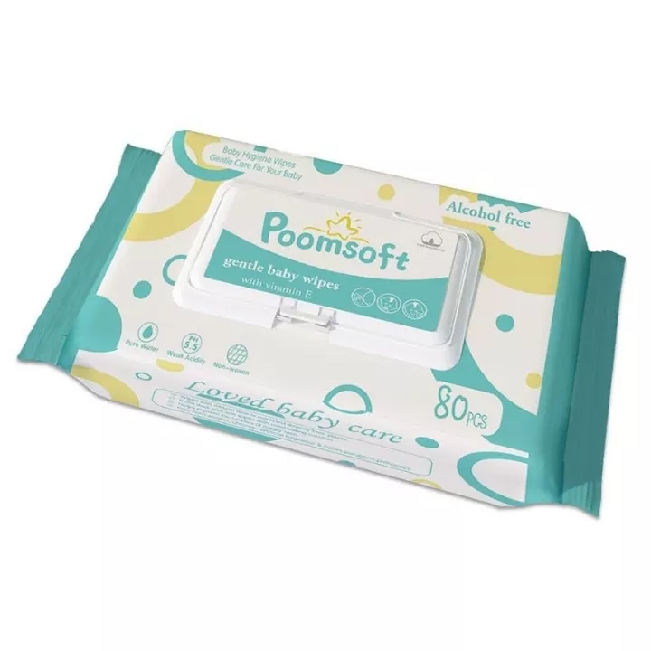 Poomsoft ทิชชู่เปียกสำหรับเด็ก 80 แผ่น เด็กผู้ชาย เด็กหญิง BABY wipes กระดาษเปียก ทิชชู่เปียกเช็ดมือ ผ้าเปียก ทิชชู่เปียกเด็ก