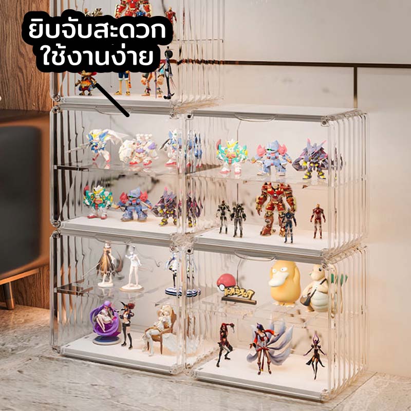 กล่องโชว์โมเดล กระเป๋า ของสะสม กันฝุ่นวางซ้อนกันเป็นชั้นได้สวยหรูมาก 8
