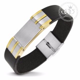 555jewelry กำไลข้อมือสำหรับสุภาพบุรุษ รุ่น MNC-BG115-B - Steel/Yellow Gold สร้อยข้อมือ สร้อยข้อมือชาย สร้อยข้อมือคู่ สร้อยข้อมือทอง กำไลข้อมือชาย ข้อมือสแตนเลส [BG17] ราคา 149 บาท*ส่งฟรี