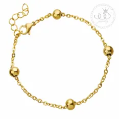 555jewelry สร้อยข้อมือสแตนเลส สตีล ประดับบอลกลม ดีไซน์สวย น่ารัก รุ่น MNC-BR048 - สร้อยข้อมือผู้หญิง สร้อยข้อมือแฟชั่น สร้อยข้อมือสวยๆ (BRB5)