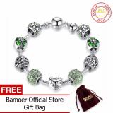 BAMOER Free Shpping Silver Color Amour Love Openwork Heart Green Clear CZ Charm Bracelets & Bangles for Women Jewelry Accessories PA1504 ราคา 261 บาท*ส่งฟรี