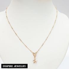 Inspire Jewelry ,ชุดเซ็ท สร้อยคอ pink gold 16 นิ้ว และจี้ดาว pink gold