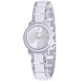 MEGA Quartz Waterproof Fashion Wristwatch หรูหราแฟชั่นนาฬิกาข้อมือผู้หญิง เทคโนโลยีเซรามิก รุ่น MG0009 (White/Silver)