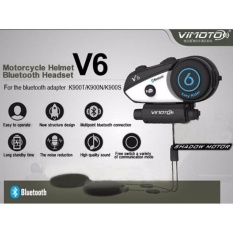 Vimoto V6 1ชิ้น English Voice บูลทูธติดหมวกกันน็อค  Helmet Bluetooth Headset microphone Intercom ต่อได้ 4 เครื่อง เสียงเบสแน่น กันน้ำ