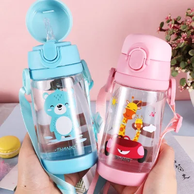 500ML Kids Water Cup Creative Cartoon Baby Feeding Cups With Straws Leakproof Water Bottles Outdoor Portable Children's Cups Cups