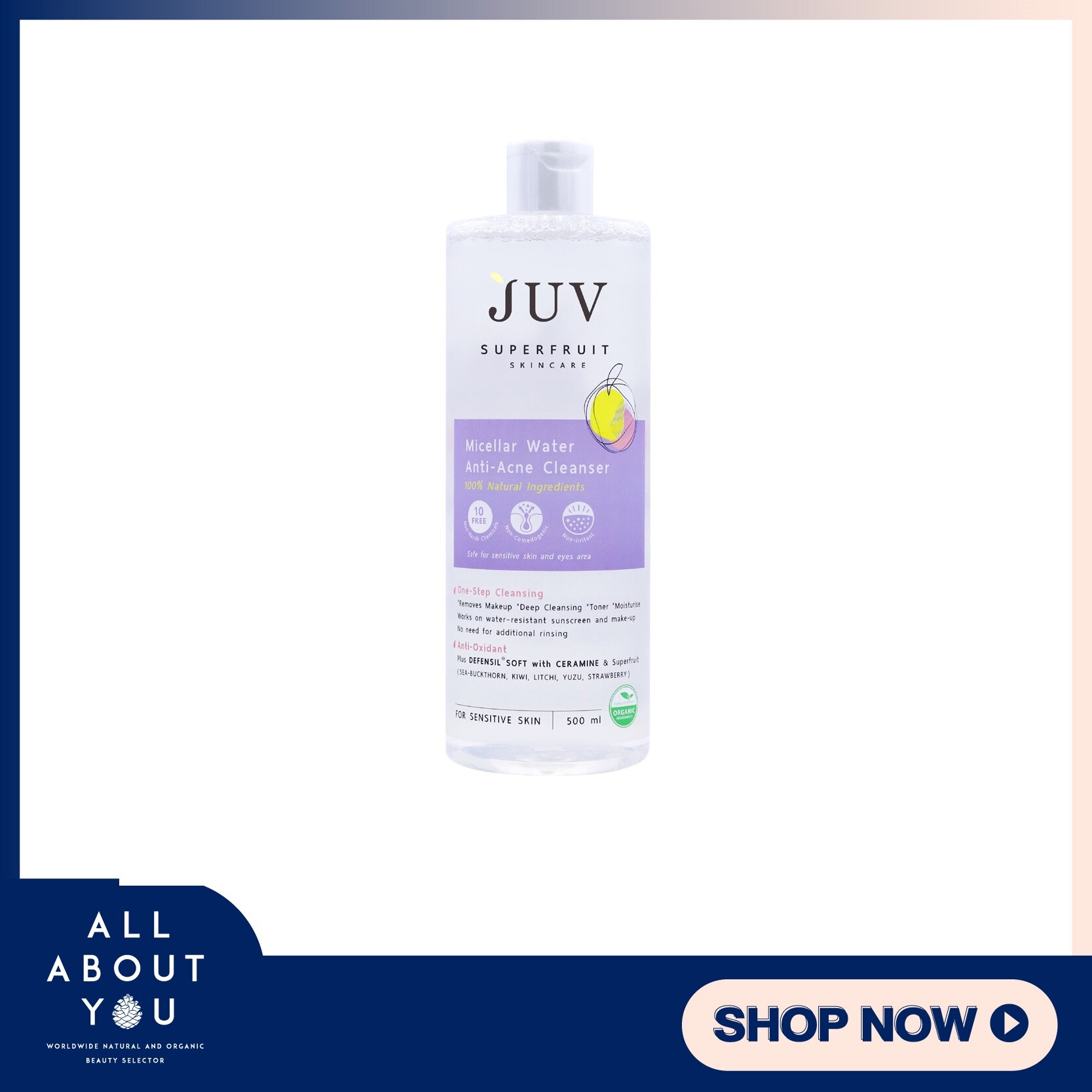 JUV Micellar Water Anti- Acne Cleanser 500 ml