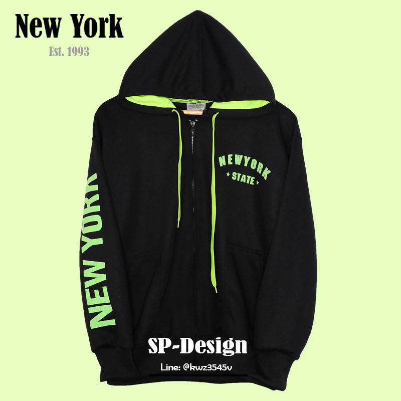 เสื้อคลุมมีฮูด เสื้อกันหนาว New York Hoodie สกรีนแขน