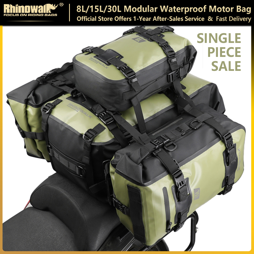 Rhinowalk Modular Motorcycle Rear Seat Bag 8L/15L/30L 100% Waterproof Large Capacity Multifunctional Motorcycle Saddle Bag Tail Side Pocket Shoulder Bag Travel Luggage Riding Backpack Motorcycle Accessories Single piece sale ราคา 2,098 บาท*ส่งฟรี
