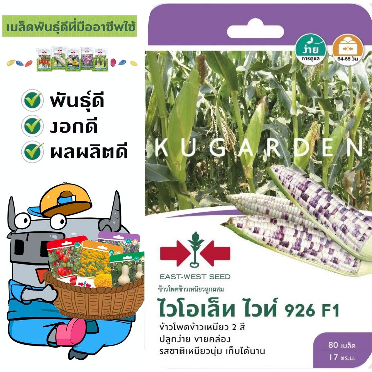 SORNDAENG 🇹🇭 ผักซอง ศรแดง S038# ข้าวโพดข้าวเหนียว สวีท ไวโอเล็ท F1 เมล็ดพันธุ์ เมล็ดพันธุ์ลูกผสม  ผักสวนครัว ผักศรแดง ตราศรแดง