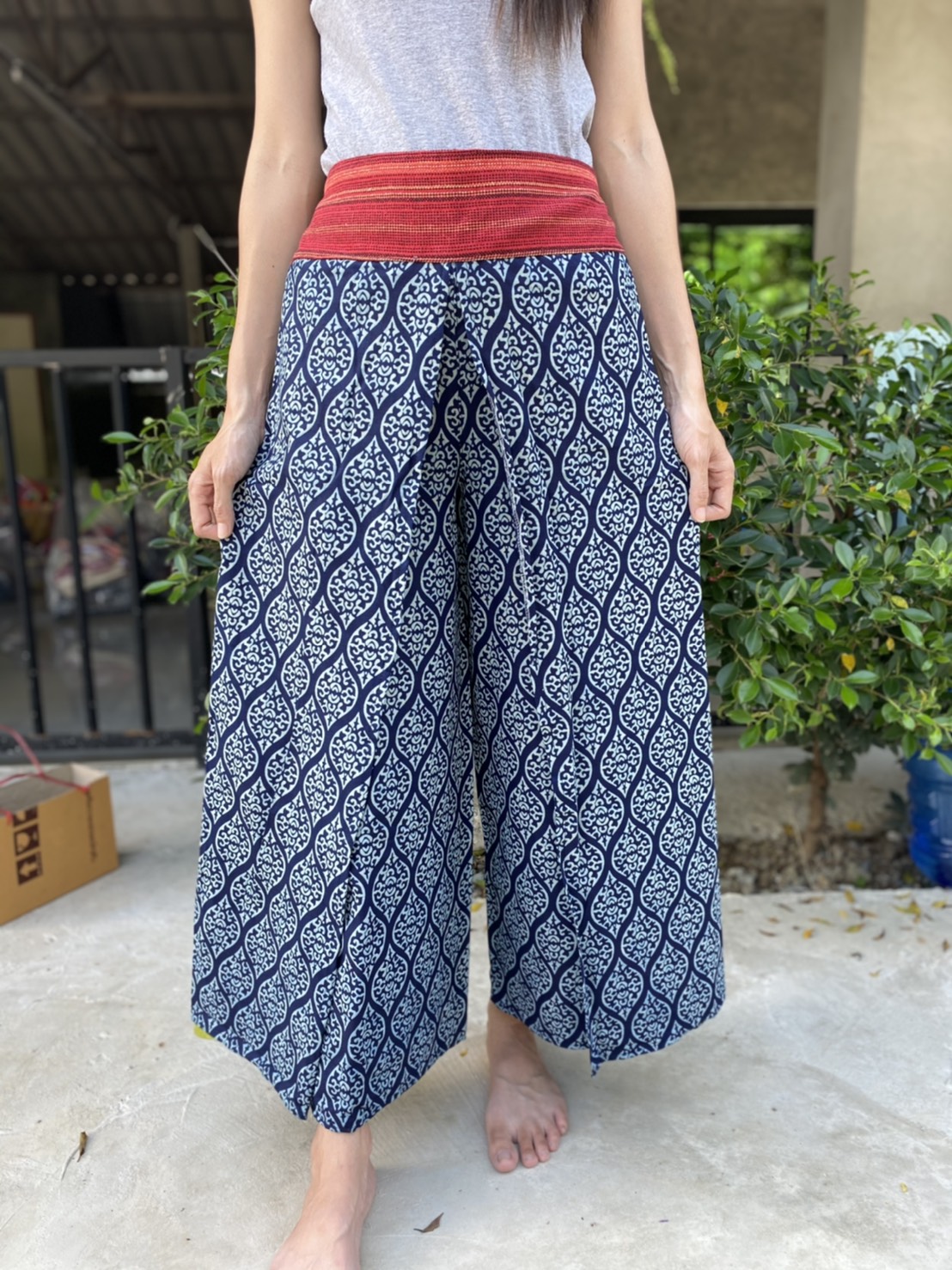 กางเกงผ้าไทย กางเกงทรงแพนเค้ก กางเกงกระโปรง