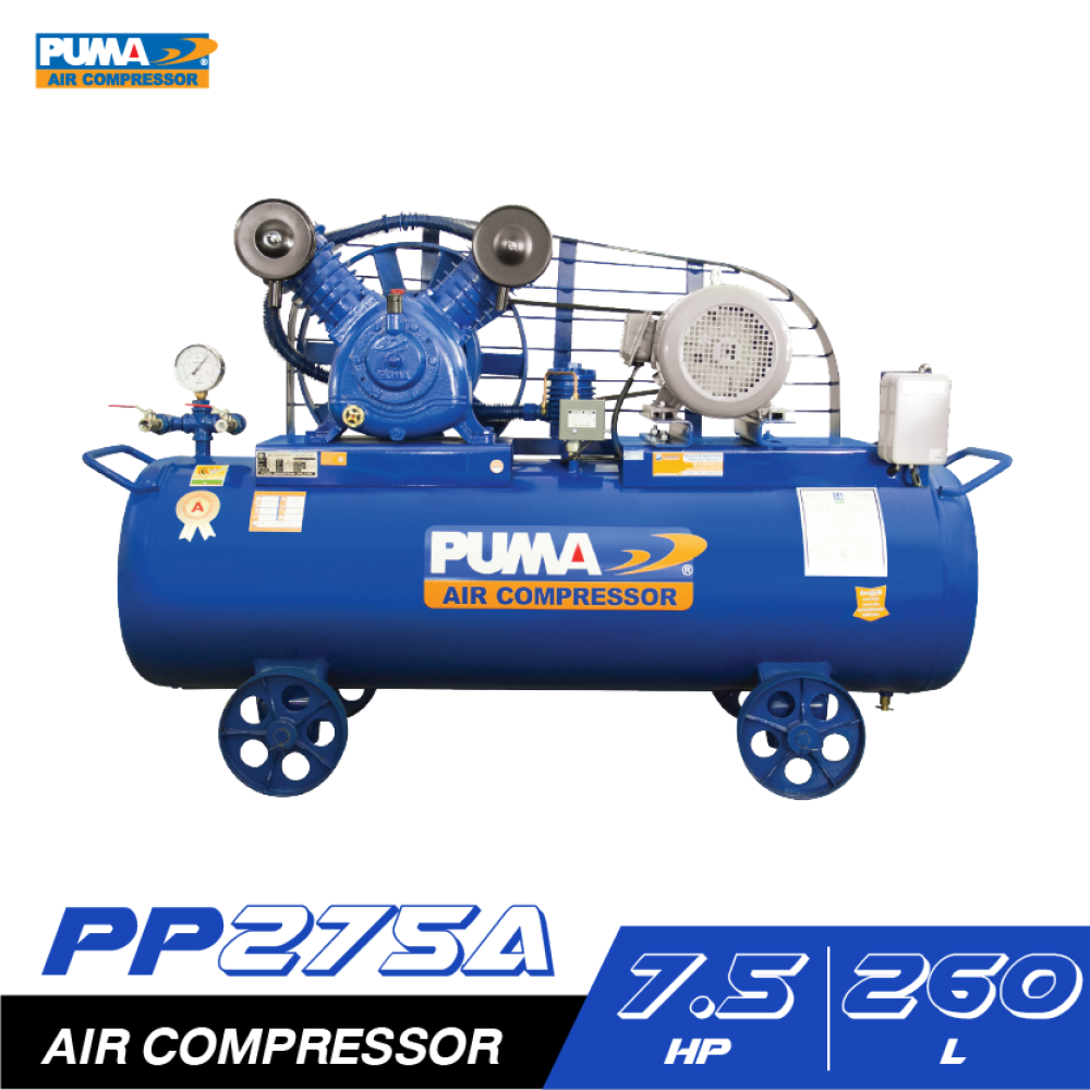 Puma Air Pump Puma 260 Liters (Belt Type) # Motor 7.5 Horsepower # Electricity 380 V # Air Volume 1,280 Liters/Minute (1 Year Warranty) ราคา 71,900 บาท*ส่งฟรี