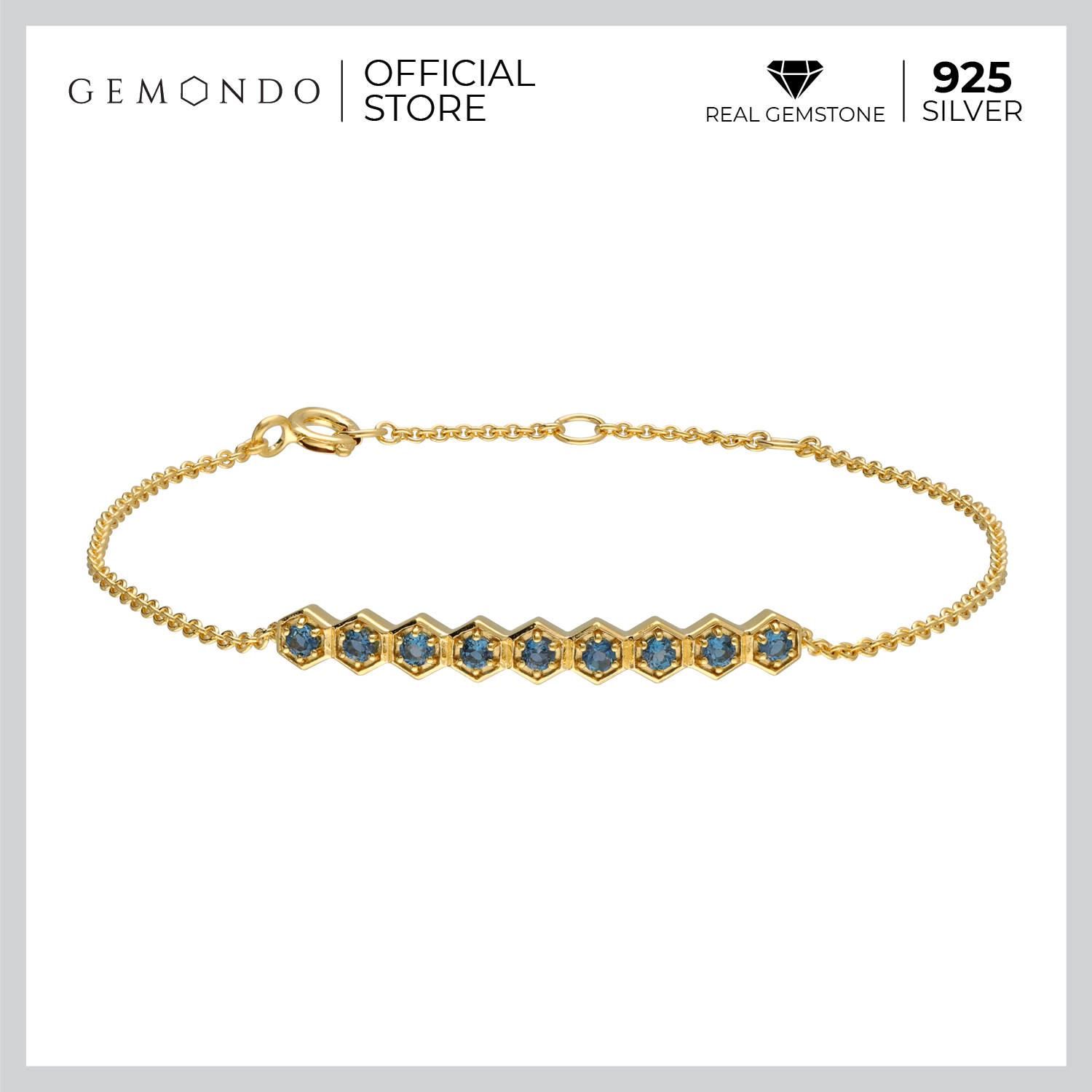 Gemondo Modern Glam Sterling Silver 925 London Blue Topaz Sparkle Bar Bracelet ราคา 2,635 บาท*ส่งฟรี
