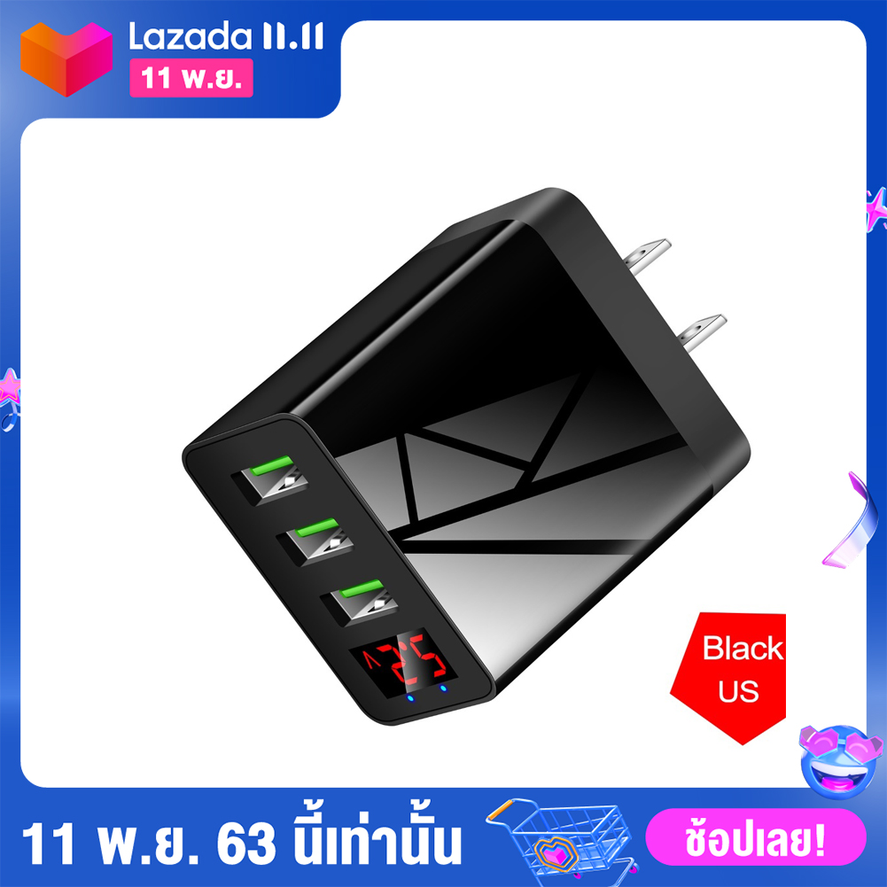 เยียนเชียนชิโวล®แบบพกพา 3 USB 48W QC3.0 3.1a รวดเร็วชาร์จจอแสดงผลดิจิตอลผนังอะแดปเตอร์ชาร์จ