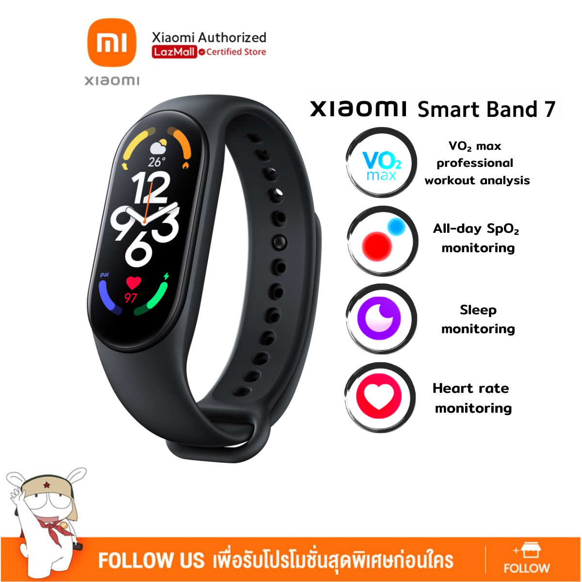 (New Arrival) Xiaomi Smart Band 7 | Step up your game นาฬิกาอัจฉริยะ ประกันศูนย์ไทย 1 ปี