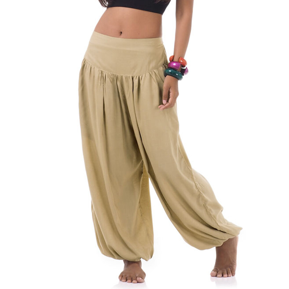 กางเกงแม้ว กางเกงอลาดิน กางเกงจินนี่ กางเกงโยคะ กางเกงทำสมาธิ ขาจั๊มพ์ Hippie Harem Aladdin Genie Pants (สีดำ)