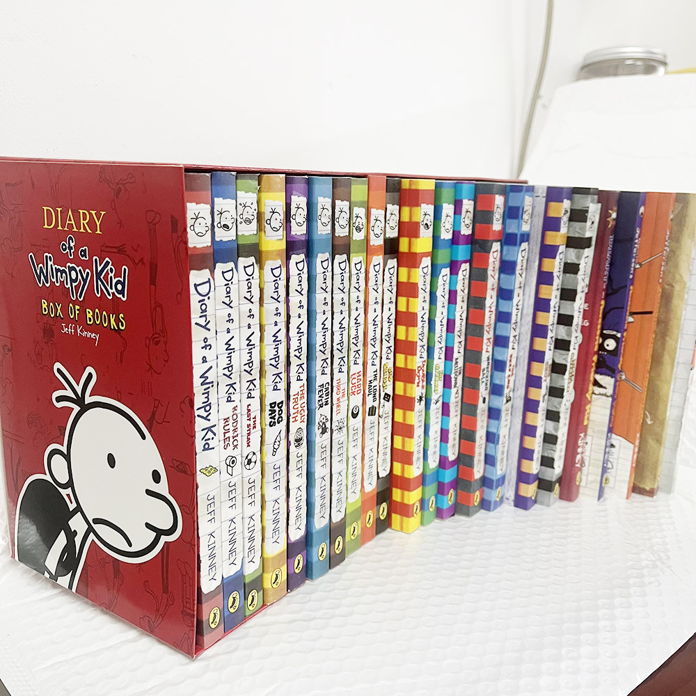 24 Books English Diary of a Wimpy Kid Comic Novel Storybook Children Daily Reading Book Gift Box Packing Age 6-12