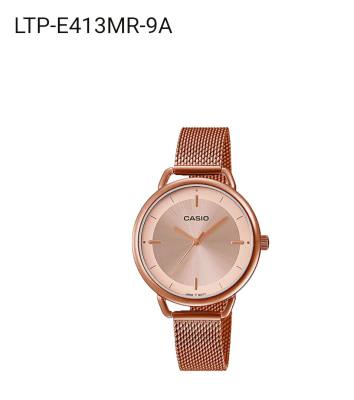 Casio แท้100% นาฬิกาผู้หญิงรุ่น LTP-E413MR-9ADF สายสแตนเลส สีโรสโกลด์