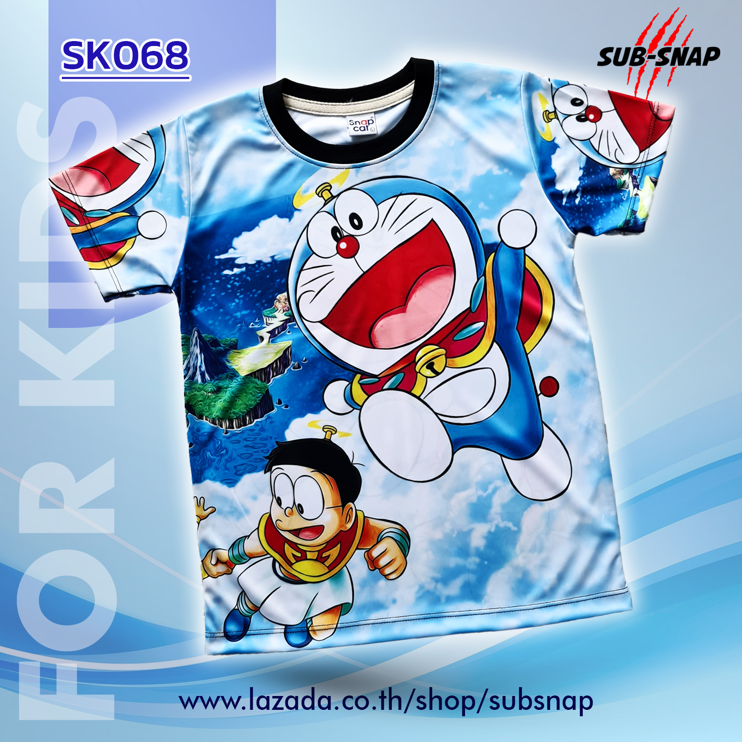 SNAPCAT SK068 เสื้อยืดเด็กอายุ 4-10 ปี เสื้อแฟชั่นเด็ก เสื้อยืดคอกลม เสื้อผ้าแฟชั่น เสื้อยืดพิมพ์ลาย Doบิน