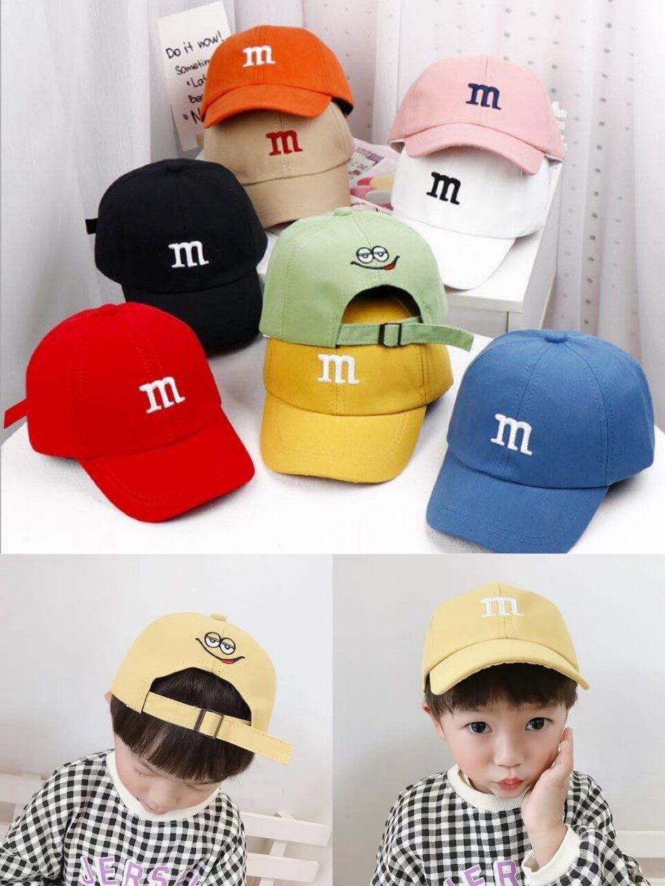 [พร้อมส่ง]หมวก cap เด็ก หมวกเด็ก M&M  M and M