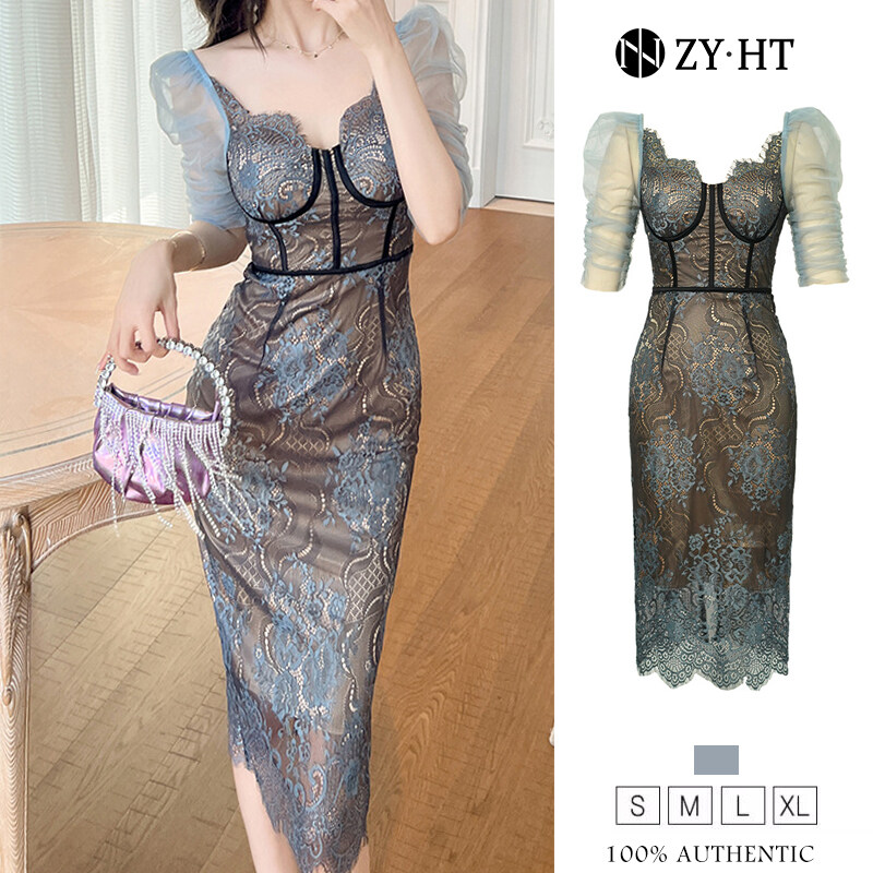 ZY.HT EraVogue เดรสผู้หญิง เดรสสีฟ้า เดรสลูกไม้ เดรสทำงาน เดรสไฮโซ เดรสฝรั่งเศส เดรสออกงาน เดรสไปงานแต่ง เดรสเซ็กซี่ 20338 ราคา 1,555 บาท*ส่งฟรี