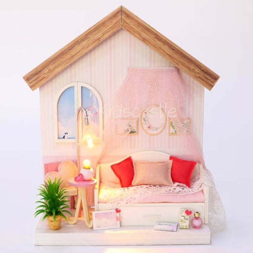 BarbieBaby บ้านตุ๊กตา DIY มาพร้อมเฟอร์นิเจอร์ มีไฟสวยงาม