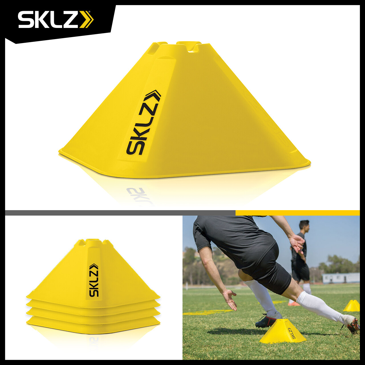 SKLZ - Pro Training Agility Cones 6นิ้ว / 4ชิ้น มาร์กเกอร์โคน กรวยซ้อมบอล กรวยฝึกซ้อม กรวยซ้อมกีฬา โคนมาร์กเกอร์