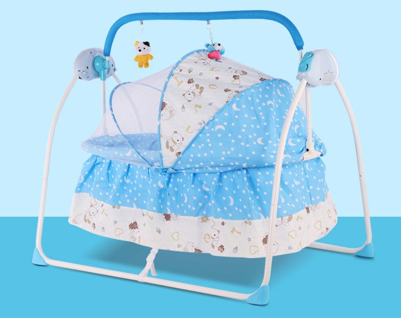 ⭐️Y&Y Kid toy shop⭐ เปลไกวไฟฟ้า เปลเด็กไฟฟ้า เปลไฟฟ้าอัตโนมัติ มีรีโมท มีเสียงดนตรี13เพลง มีมุ้งกันยุง พร้อมที่นอน+หมอน+ดนตรี เหมะกับอายุ 0-3 ขวบ