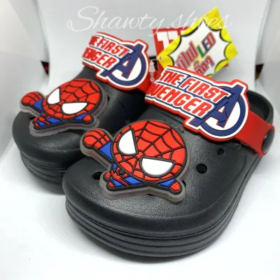 รองเท้าเด็ก มีไฟ หัวโต รัดส้นเด็ก Marvel Ironman Captain America Spiderman ML54 ลิขสิทธิ์แท้