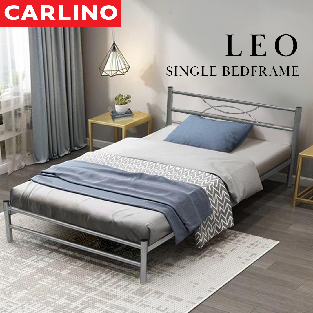 MR. CARLINO: เตียงนอน เตียงเดี่ยว3ฟุต หัวเตียงทรงโค้ง คุณภาพดี ( LEO 3V Single Size 3ft Metal Bed Frame)