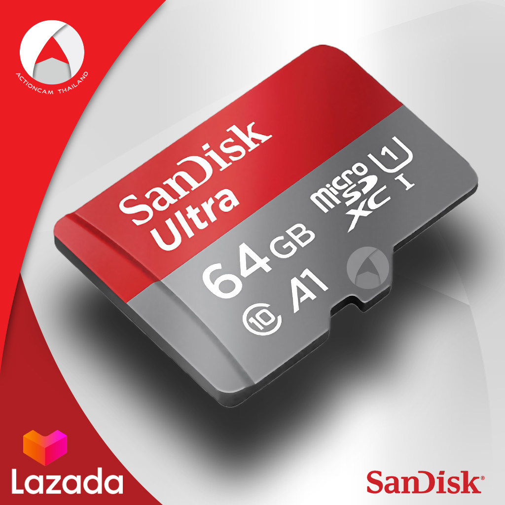 SanDisk Ultra MicroSDXC Card UHS-I Class10 A1 U1 ความจุ 64GB ความเร็วสูงสุด 120 MB/S เมมโมรี่ การ์ด แซนดิส ประกัน 10 ปี Synnex (SDSQUA4-064G-GN6MN) ใส่ กล้องวงจรปิด กล้องติดรถยนต์