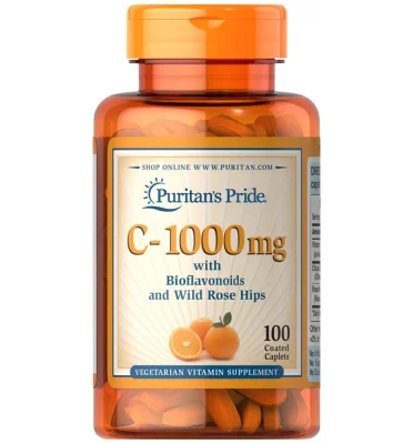 วิตามินซี Puritan Vitamin C 1000 mg with Bioflavonoids ขนาด100 Caplets Exp.10/2023 (ชนิดเม็ดอัด)