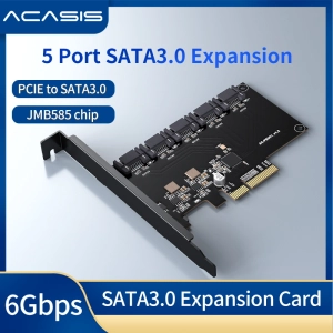 ภาพหน้าปกสินค้าACASIS PCIe Expansion  SATA Card to 5 Ports,6 Gbps SATA 3.0 PCIe Card,PCIe to SATA Controller Expansion Card,SATA 3.0 soft Raid,Can be Used as System Boot Disk,St SSD/HDD Hard Disk， JMB585 Chip ที่เกี่ยวข้อง