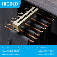 HIGOLD Wardrobe Drawer Pull Basket Top Mounted Storage Trouser Rack Home Cloakroom Telescopic Drawer Pull Basket Sliding Wardrobe Hardware Accessories