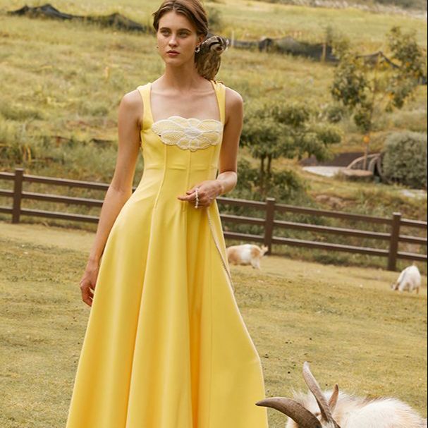 [AW23] JANESUDA Long dress in yellow เดรสยาว เดรสยาวสีเหลือง เดรสยาวแต่งโคร์เชต ราคา 11,550 บาท*ส่งฟรี
