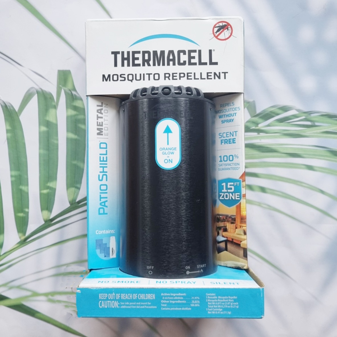 เทอมาเซล เครื่องไล่ยุง และแมลง รุ่นโลหะ แบบพกพา ไร้กลิ่น ไร้ควัน PATIO SHIELD Metal Edition Mosquito Repellent 15ft Zone Scent Free Without Spray, Obsidian (THERMACELL®) ราคา 1,699 บาท*ส่งฟรี