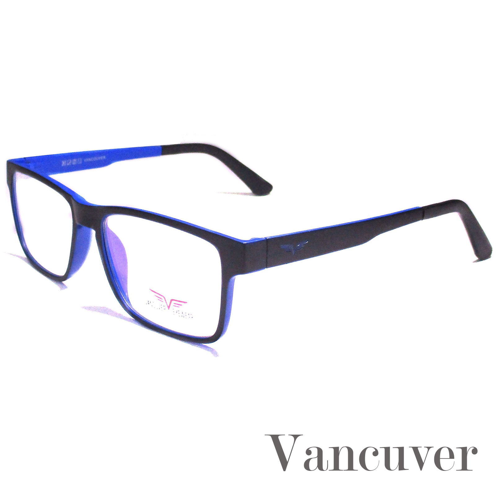 Fashion กรอบแว่นตา สำหรับตัดเลนส์ แว่นสายตา แว่นตา รุ่น Vancuver 6003 สีดำตัดน้ำเงิน กรอบเต็ม ทรงรี ขาข้อต่อ วัสดุ พลาสติก พีซี เกรด A รับตัดเลนส์