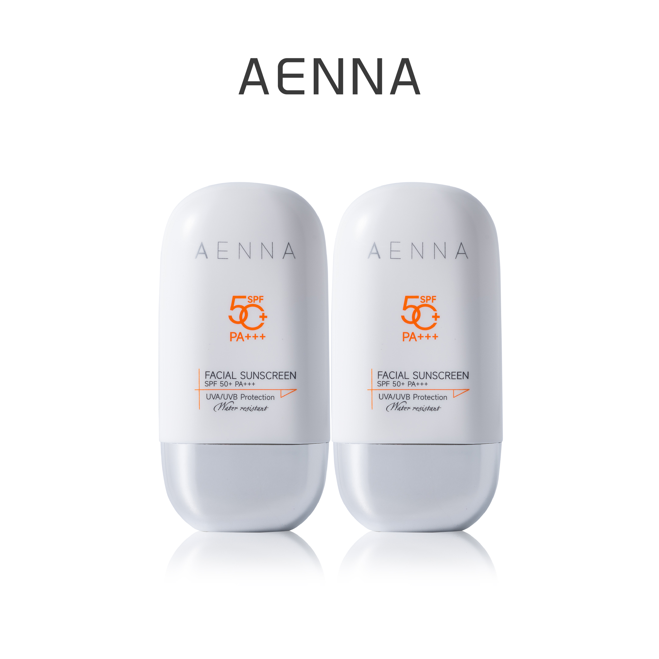 AENNA Facial Sunscreen SPF50 + PA +++ Milky 50ml waterproof uva/uvb protection pack of 2 bottles.