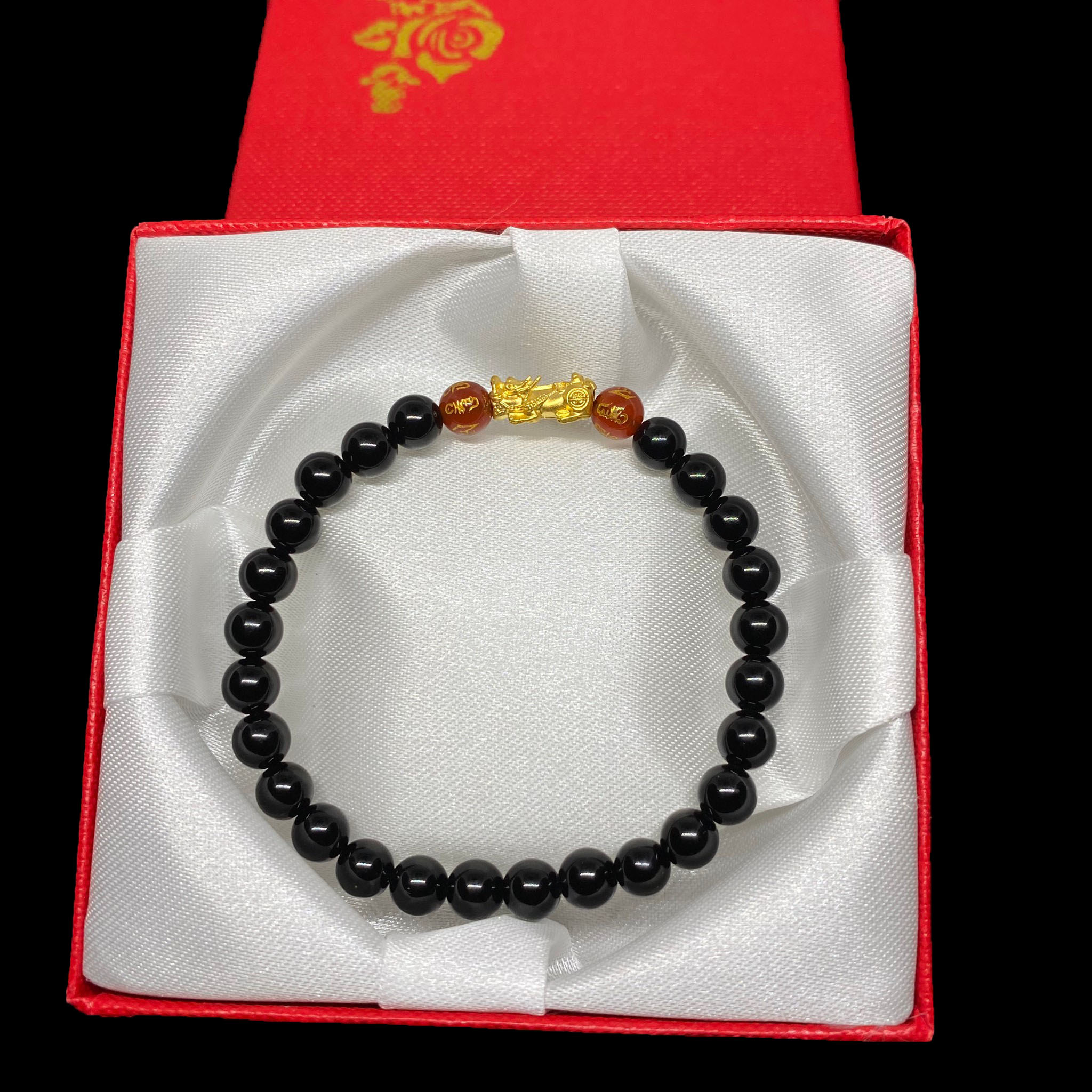 หินโอนิกซ์(Onyx) ปี่เซี๊ยะทองแท้ 99.99%