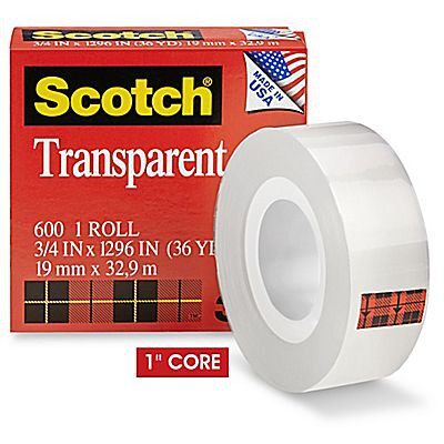 เทปใสกลืนกับวัสดุ แกน1  3M Scotch #600 ทุกขนาด Transparent Tape