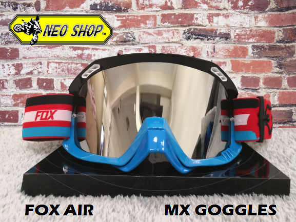แว่นตาวิบากFOX /แว่นวิบาก FOX AIR สีดำ-ฟ้า พร้อมถุงผ้า เลนส์ใส แผ่นเทียร์ออฟ MX Goggle FOX AIR for Motorcross(Color:Black-Blue)