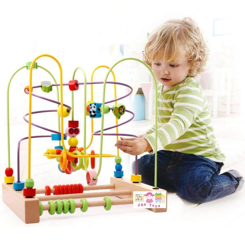 Todds & Kids Toys ของเล่นไม้เสริมพัฒนาการ ขดลวดลูกปัดลายสัตว์เเละผลไม้ (จัมโบ้)