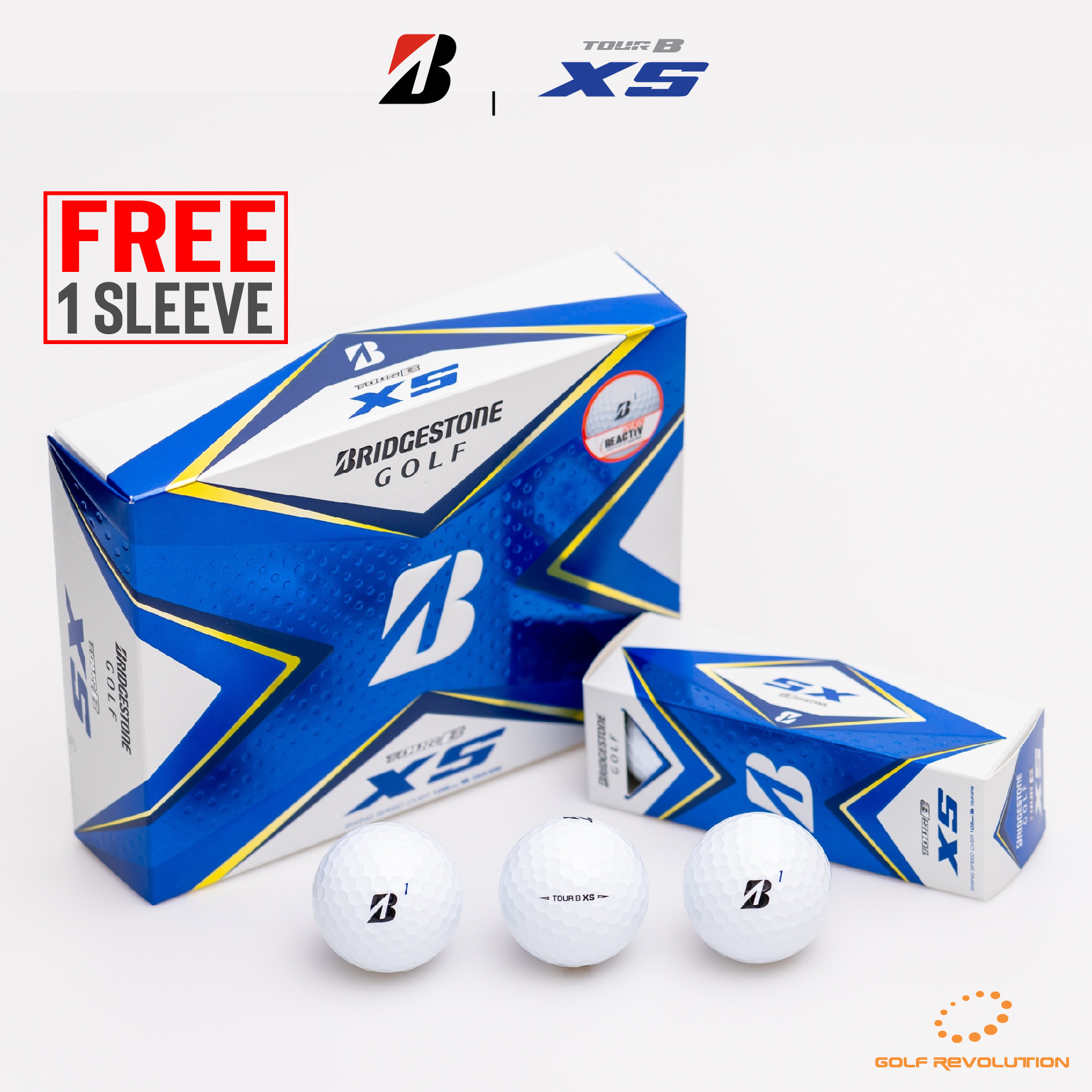 ลูกกอล์ฟ Bridgestone Golf - 2020 TourB XS White ซื้อ 1 แถม 1 หลอด (Buy1, Free1 sleeve)