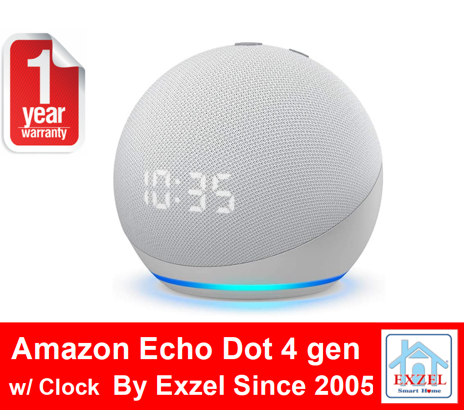 Echo Dot 4 (4th Gen) with Clock - Fast 1 Day Ship from Bangkok Stock | Amazon Alexa Voice Assistant Smart Speaker w/ Clock ลำโพงอัจฉริยะ by Amazon